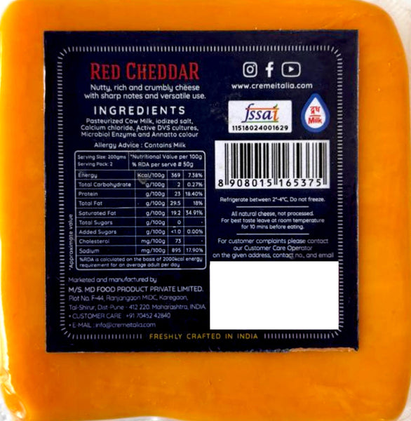 Red cheddar cheese – CRÈMEITALIA